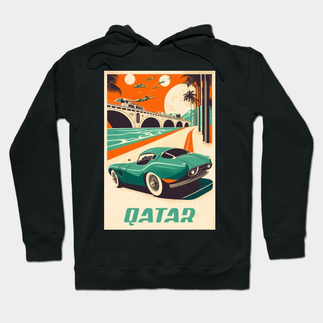 Qatar Supercar Vintage Travel Art Poster Hoodie by OldTravelArt